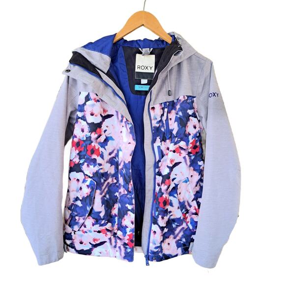 ROXY JETTY Snowboard Jacket Small Mazarine Blue Mind Jingle Floral *SHELL ONLY* - Picture 11 of 14